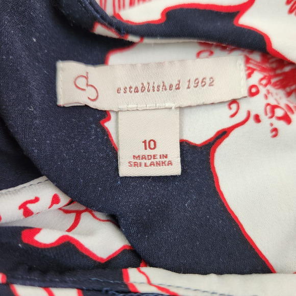 Dressbarn Navy Floral Striped Sleeveless Asymmetrical Hem Dress Womens 10 Midi - Picture 12 of 12